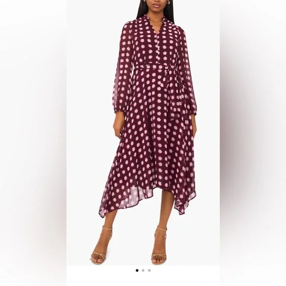 Halogen Burgundy Long Sleeve Dress NWT - Picture 1 of 3